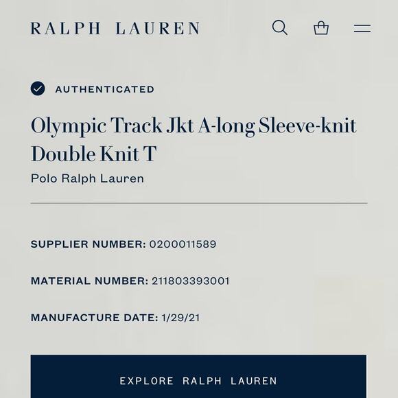 Ralph Lauren Polo x Team USA 2020 Navy Track Jacket Size S - Picture 5 of 9